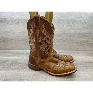 Justin Bent Rail Women's 10.5 B Tan Leather Square Toe Western Boots BRL212